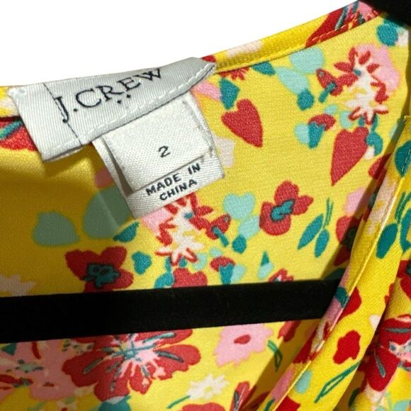 J.Crew Yellow Floral Printed Wrap Dress - Picture 9 of 10